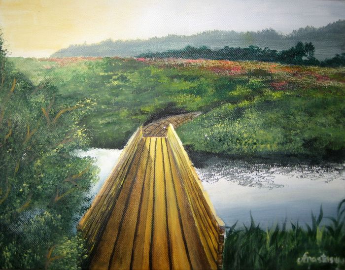 Art Studio PALETTE. Nastia Fendikevich Picture. Canvas Acrylic Landscape Nature 