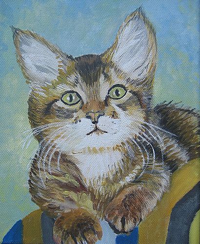 Art Studio PALETTE. Chiew Tan Picture. Canvas Acrylic Animals Cats Cat