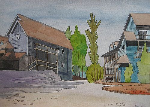 Art Studio PALETTE. Tony Cai Picture.  Watercolour, Ink Landscape Cityscape 