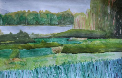 Art Studio PALETTE. Tony Cai Picture.  Tempera Landscape Nature 