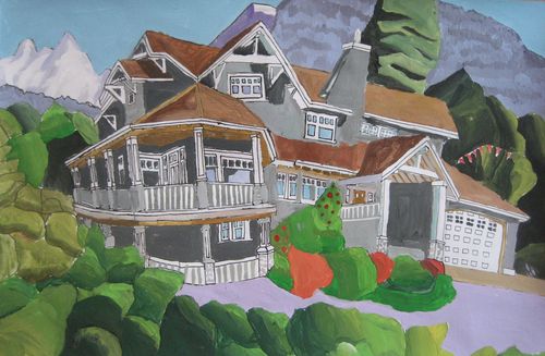 Art Studio PALETTE. Tony Cai Picture.  Marker, Tempera Landscape Houses 
