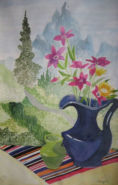 Art Studio PALETTE. Tony Cai Picture.  Tempera Still Life Still Life 