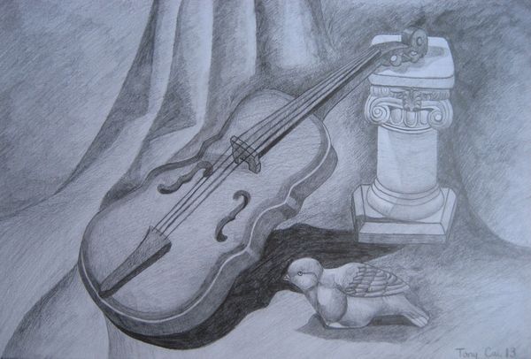 Art Studio PALETTE. Tony Cai Picture.  Pencil Still Life Music 