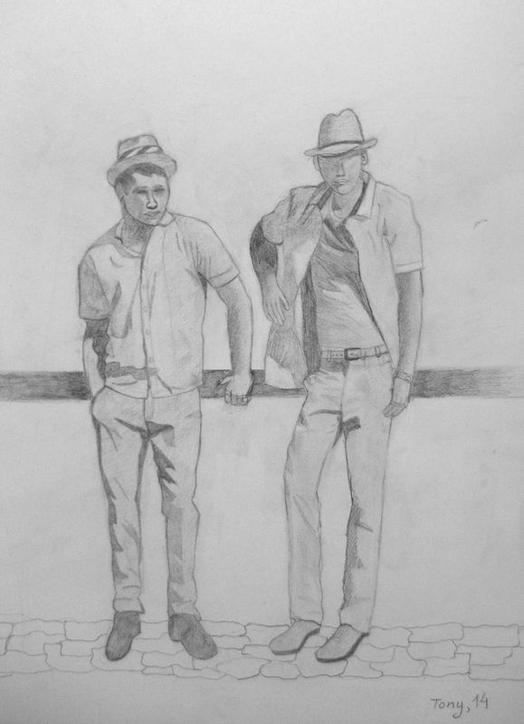 Art Studio PALETTE. Tony Cai Picture.  Pencil People People 