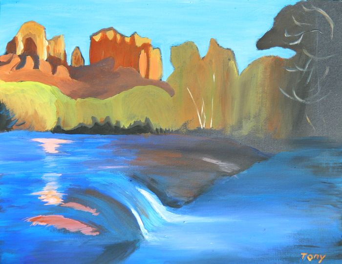 Art Studio PALETTE. Tony Cai Picture.  Tempera Landscape Nature 