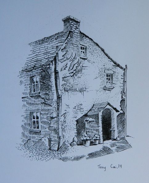 Art Studio PALETTE. Tony Cai Picture.  Ink Landscape Houses 