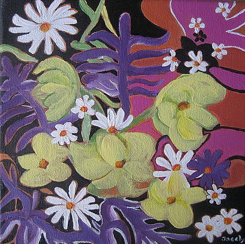 Art Studio PALETTE. Jacelyn Leo Picture. Canvas Acrylic   Flowers