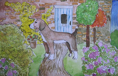 Art Studio PALETTE. Katya Silina Picture.  Watercolour, Ink Animals Dogs 