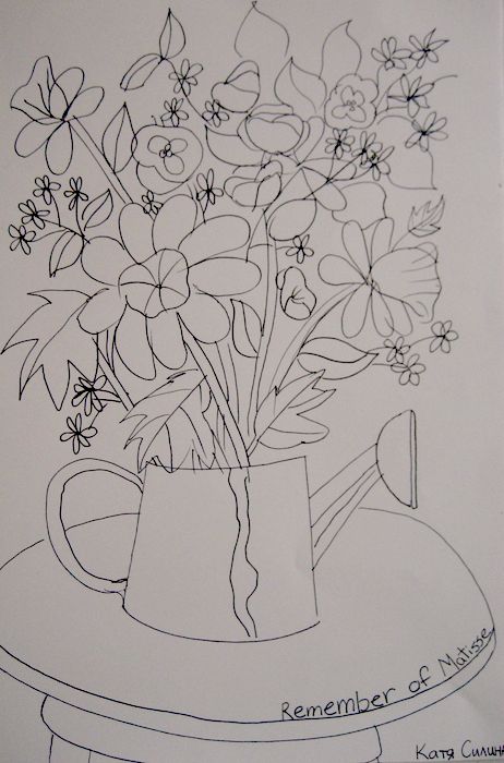 Art Studio PALETTE. Katya Silina Picture.  Ink Inspired by Matisse 