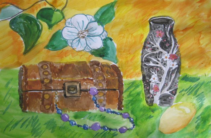 Art Studio PALETTE. Katya Silina Picture.  Tempera Still Life Still Life 