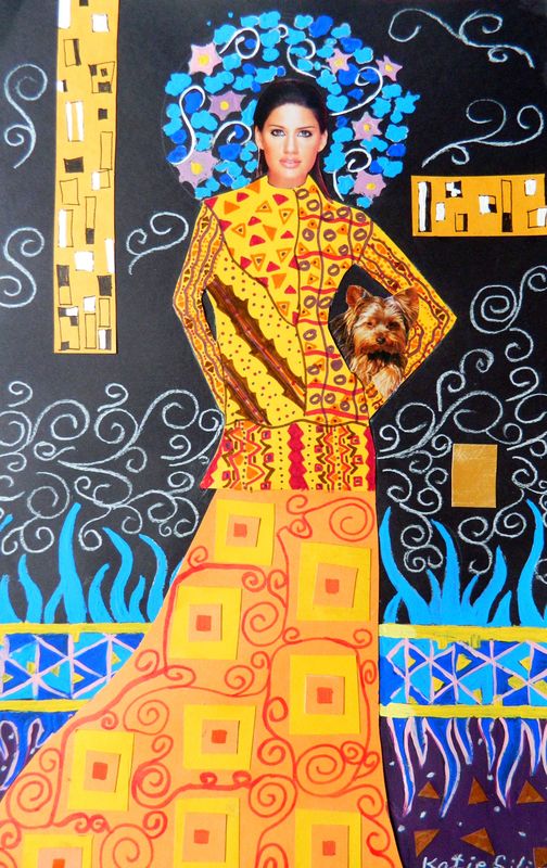 Art Studio PALETTE. Katya Silina Picture.  Mixed Media Inspired by Klimt 