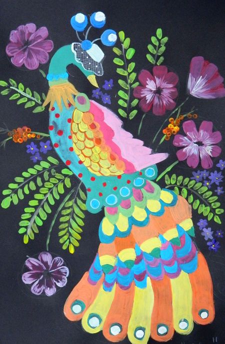Art Studio PALETTE. Katya Silina Picture.  Tempera Dec. Art Birds 