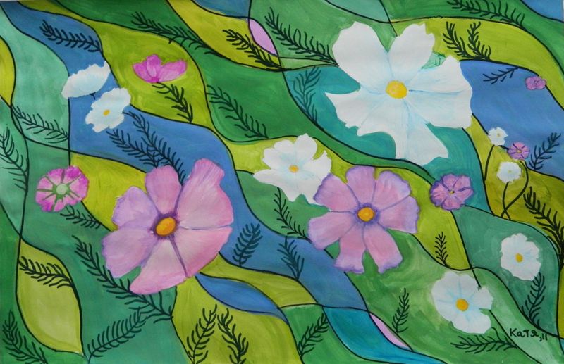 Art Studio PALETTE. Katya Silina Picture.  Marker, Tempera Design Fabric 