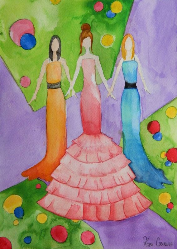 Art Studio PALETTE. Katya Silina Picture.  Watercolour Design Clothes 
