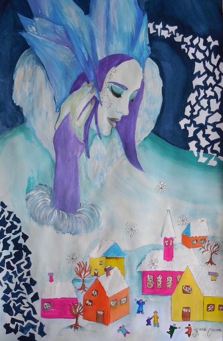Art Studio PALETTE. Katya Silina Picture.  Tempera Fantasy Snowqueen 