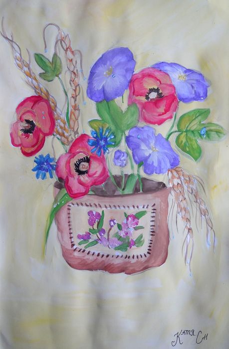 Art Studio PALETTE. Katya Silina Picture.  Tempera Still Life Still Life 