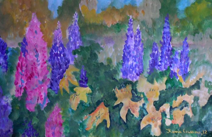 Art Studio PALETTE. Katya Silina Picture.  Tempera Plants Garden 