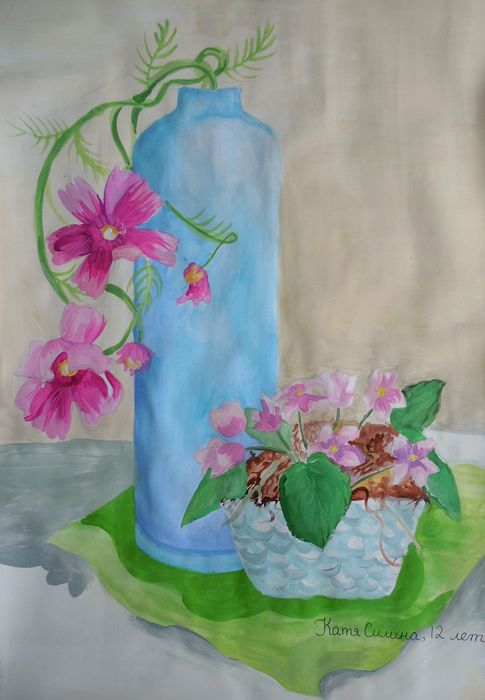Art Studio PALETTE. Katya Silina Picture.  Tempera Still Life Still Life 