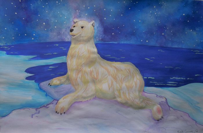 Art Studio PALETTE. Katya Silina Picture.  Tempera Animals Mix Мишка на Севере