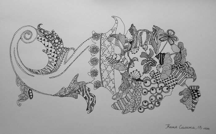 Art Studio PALETTE. Katya Silina Picture.  Ink Fantasy Zentangle 