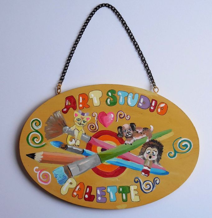 Art Studio PALETTE. Katya Silina Picture. Wood Acrylic Design Palette 