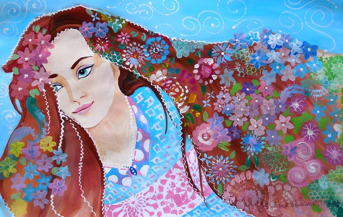 Art Studio PALETTE. Katya Silina Picture.  Tempera People Portrait 