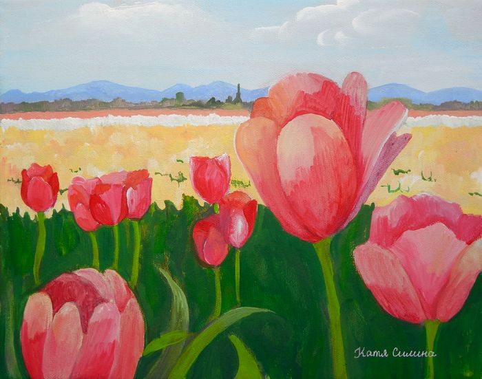 Art Studio PALETTE. Katya Silina Picture. Canvas Acrylic Plants Flowers 