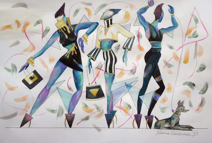 Art Studio PALETTE. Katya Silina Picture.  Mixed Media Design Clothes Fashion