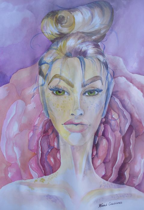 Art Studio PALETTE. Katya Silina Picture.  Watercolour People Portrait 