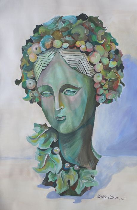 Art Studio PALETTE. Katya Silina Picture.  Tempera People Plaster Cast 