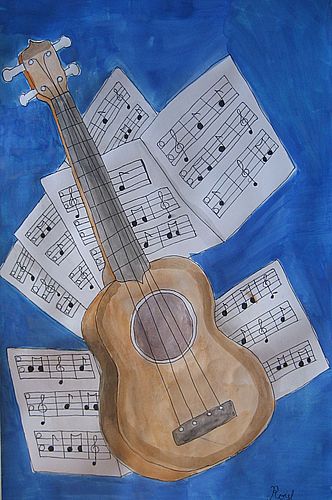 Art Studio PALETTE. Roy Kuo Picture.  Watercolour, Ink Still Life Music 