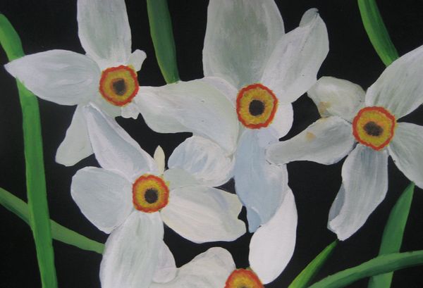 Art Studio PALETTE. Sarah Ziolkiewicz Picture. Cardboard Acrylic Plants Flowers 