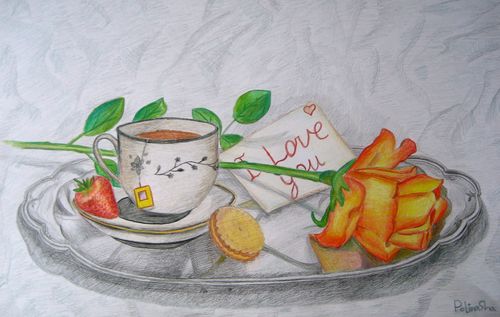 Art Studio PALETTE. Polina Shapiro Picture. Fine Art Paper Coloured Pencil Still Life Still Life 