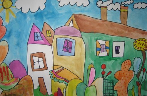 Art Studio PALETTE. Leena  Ballard Picture. Fine Art Paper Watercolour, Ink Landscape Cityscape 