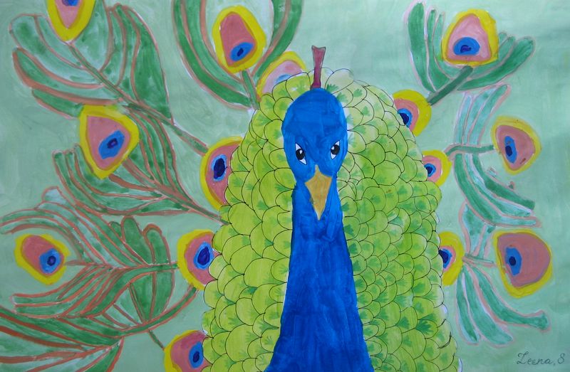 Art Studio PALETTE. Leena  Ballard Picture.  Mixed Media Animals Birds 