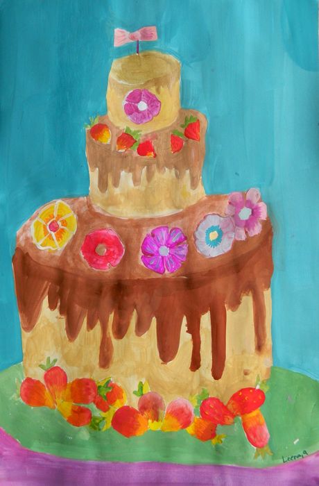 Art Studio PALETTE. Leena  Ballard Picture.  Tempera Fantasy Cakes 