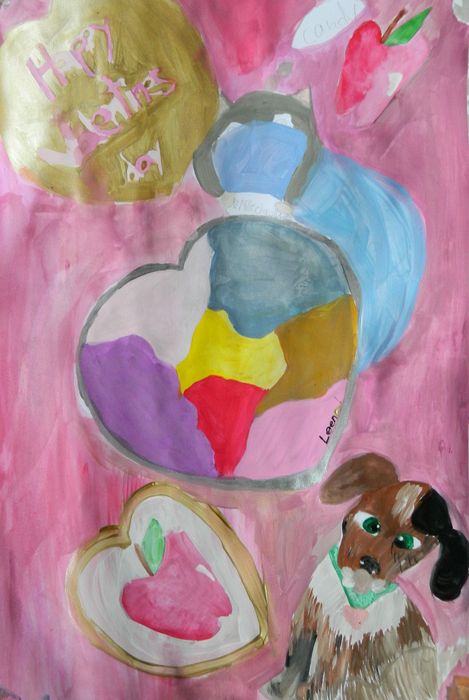 Art Studio PALETTE. Leena  Ballard Picture.  Tempera Animals Dogs 