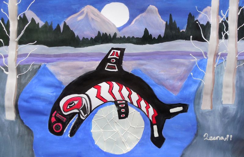 Art Studio PALETTE. Leena  Ballard Picture.  Tempera Inspired by Indian Art 