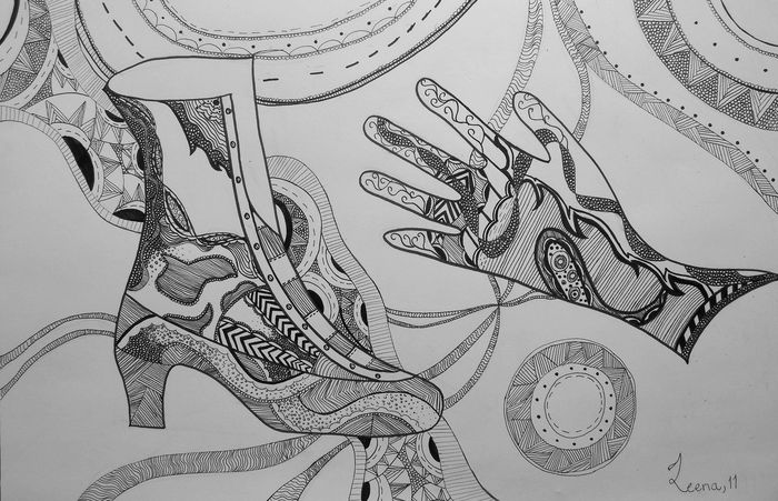 Art Studio PALETTE. Leena  Ballard Picture.  Ink Fantasy Zentangle 