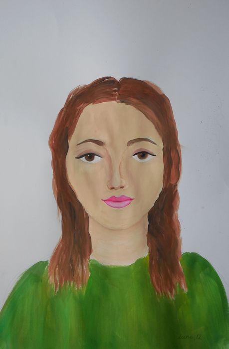 Art Studio PALETTE. Leena  Ballard Picture.  Tempera People Portrait 