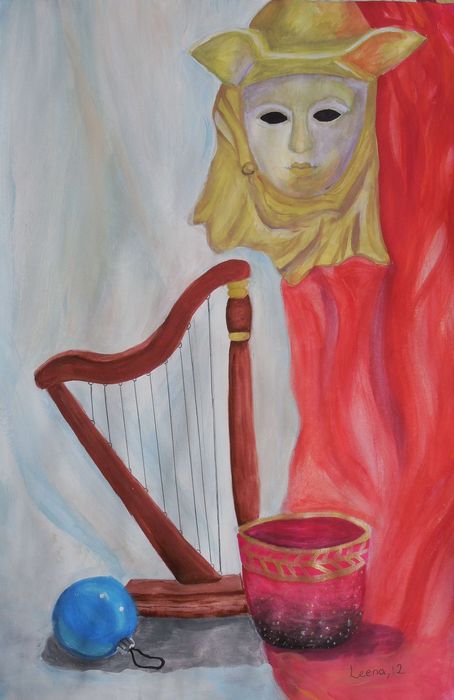 Art Studio PALETTE. Leena  Ballard Picture.  Tempera Still Life Still Life 