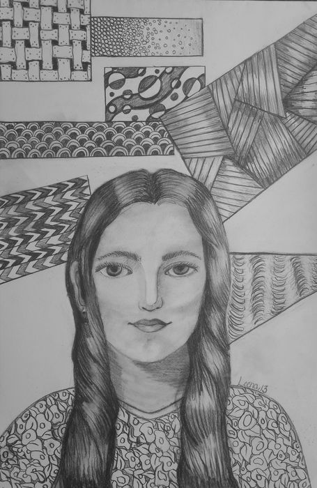 Art Studio PALETTE. Leena  Ballard Picture.  Pencil People Selfportrait 