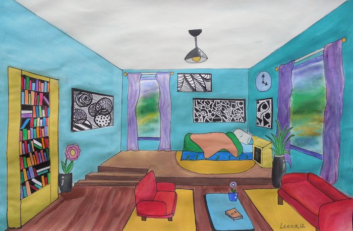 Art Studio PALETTE. Leena  Ballard Picture.  Marker, Tempera Design Interior 