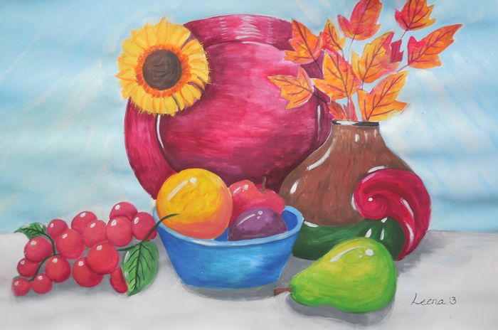 Art Studio PALETTE. Leena  Ballard Picture.  Tempera Still Life Still Life 