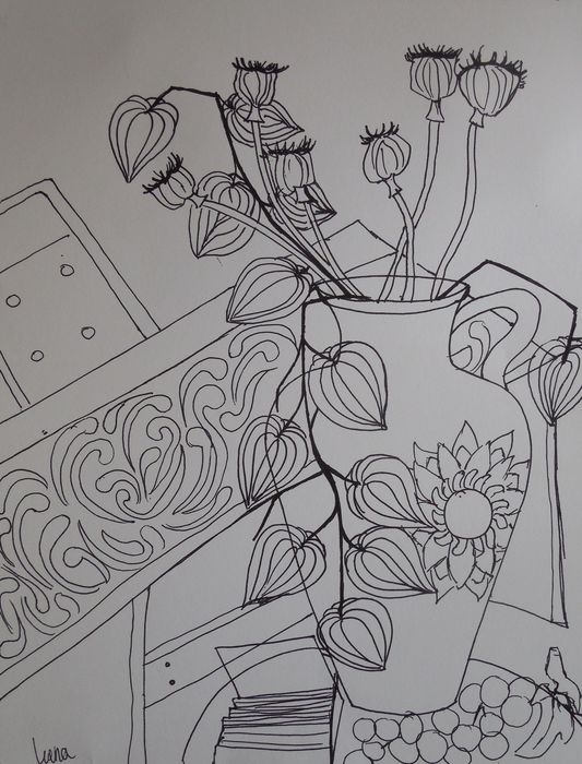 Art Studio PALETTE. Leena  Ballard Picture.  Ink Inspired by Matisse 