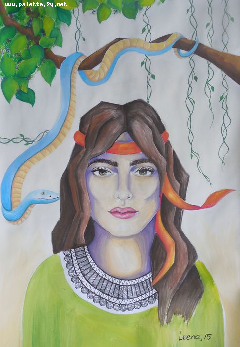 Art Studio PALETTE. Leena  Ballard Picture.  Tempera People Portrait 