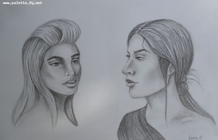 Art Studio PALETTE. Leena  Ballard Picture.  Pencil People Portrait 