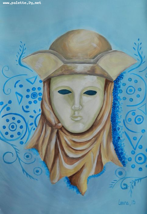 Art Studio PALETTE. Leena  Ballard Picture.  Tempera Fantasy Mask 