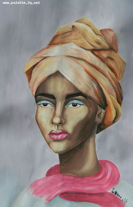 Art Studio PALETTE. Leena  Ballard Picture.  Tempera People Portrait 