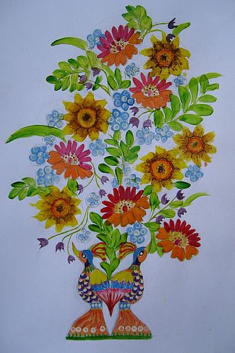 Art Studio PALETTE. Julia Handra Picture.  Tempera Dec. Art Birds 